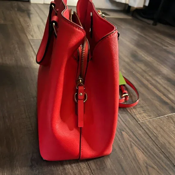Kate Spade Crab Red Leather Laurel Way Evangelie Crossbody Satchel handbag Purse